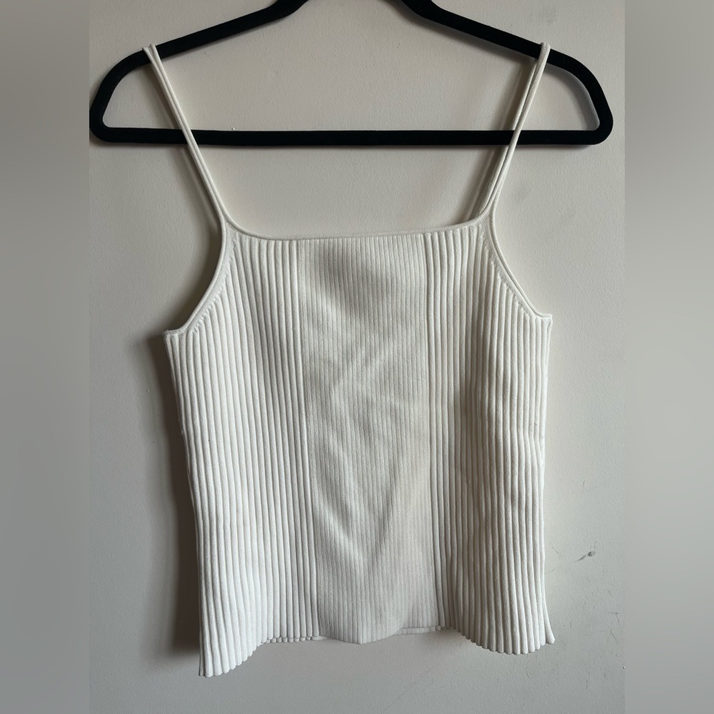 Johnathan Simkhai White Ribbed Knit Sweater Tank - Medium